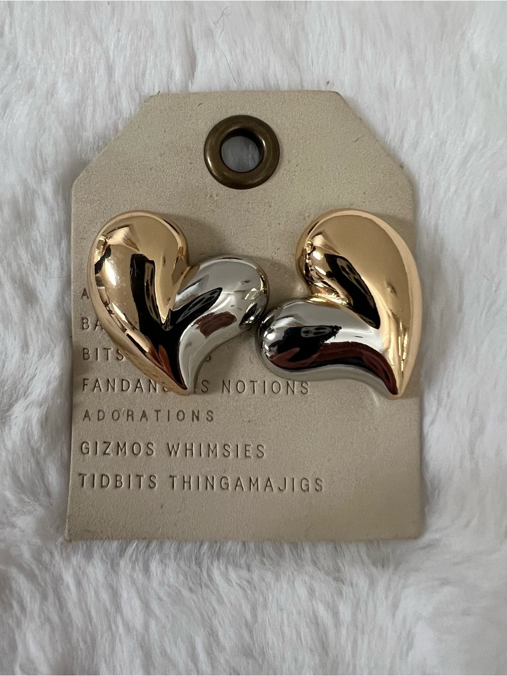 Anthropologie Two-Tone Heart Key & Card Holder in Gold and Silver